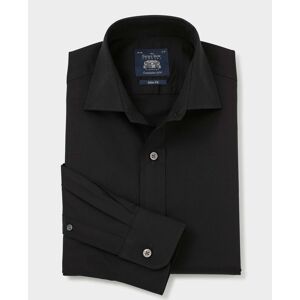 Savile Row Company Black Fine Twill Slim Fit Shirt - Single Cuff 17 1/2