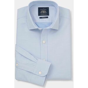 Savile Row Company Blue Twill Slim Fit Shirt - Single Cuff M Standard - Men