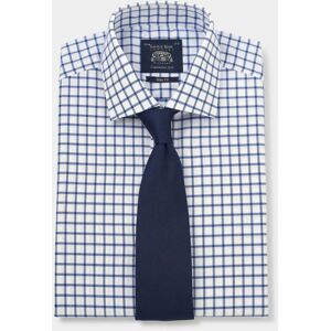 Savile Row Company Blue Window Check Slim Fit Shirt - Single Cuff 15