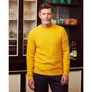 Savile Row Company Mustard Lambswool Blend Cable Knit Jumper L - Men