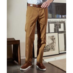 Savile Row Company Cappuccino Brown Stretch Cotton Classic Fit Pleated Chinos 32
