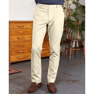 Savile Row Company Beige Stretch Cotton Classic Fit Flat Front Chinos 30