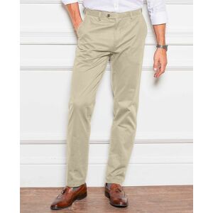 Savile Row Company Stone Stretch Cotton Classic Fit Flat Front Chinos 32