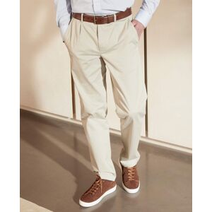 Savile Row Company Beige Stretch Cotton Classic Fit Pleated Chinos 40