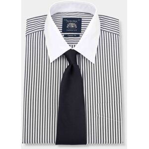 Savile Row Company Black Stripe Classic Fit Contrast Collar Shirt With White Collar & Cuffs 19