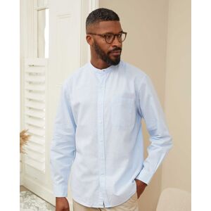 Savile Row Company Light Blue Linen Cotton Grandad Collar Shirt L Standard - Men