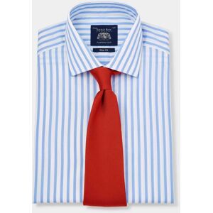 Savile Row Company Sky Blue Slim Fit Striped Shirt - Double Cuff 17