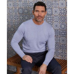 Savile Row Company Light Blue Cotton-Blend Crew Neck Jumper S - Men