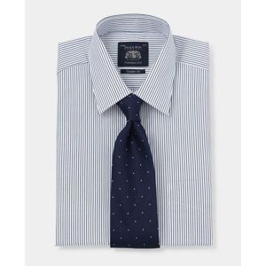 Savile Row Company Navy Fine Stripe Classic Fit Formal Shirt - Double Cuff 17 1/2