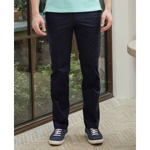 Savile Row Company Navy Stretch Cotton Classic Fit Flat Front Chinos 32