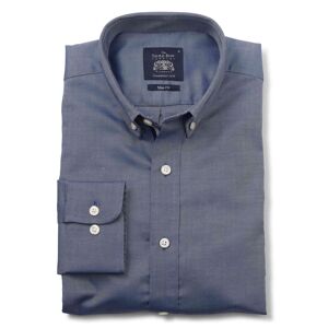 Savile Row Company Navy Pinpoint Oxford Slim Fit Casual Shirt S Standard - Men