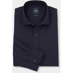 Savile Row Company Navy Twill Slim Fit Shirt - Single Cuff M Standard - Men