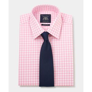 Savile Row Company Pink White Check Classic Fit Shirt - Double Cuff 20