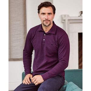 Savile Row Company Deep purple Cotton-Piqué Long Sleeve Polo Shirt XXL - Men