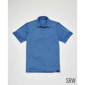Savile Row Company SRW Active Non-Iron Blue Navy Stripe Short Sleeve Polo Shirt S - Men