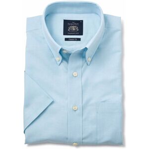 Savile Row Company Turquoise Button-Down Short Sleeve Oxford Shirt S - Men