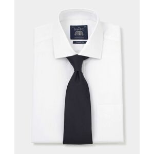 Savile Row Company White Dobby Classic Fit Shirt - Double Cuff 16