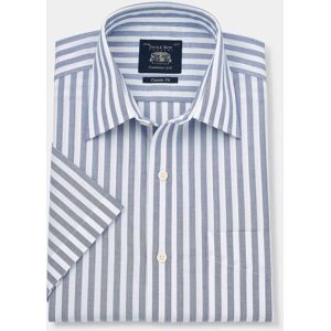 Savile Row Company White Poplin Classic Fit Short Sleeve Shirt 15