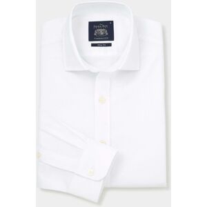 Savile Row Company White Slim Fit Oxford Shirt - Single Cuff S Standard - Men