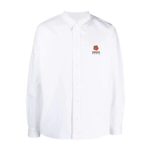 Kenzo , Kenzo Boke Crest Oxford Shirt Size: 41, colour: White ,White male, Sizes: S, XL, M