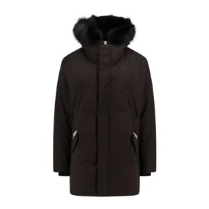 Mackage , Black Hooded Jacket with Removable Fox Fur ,Black male, Sizes: S