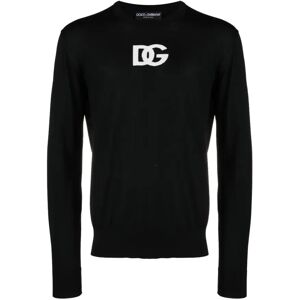 Dolce & Gabbana , Logo Intarsia Knit Pullover ,Black male, Sizes: XL, L, 2XL, M