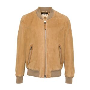 Tom Ford , Italian Suede Bomber Jacket ,Beige male, Sizes: 2XL, L