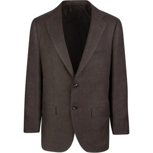 Kiton , Brown Linen Jackets ,Brown male, Sizes: L