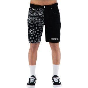 Purple Brand , Needle Corduroy Bandana Print Bermuda Shorts ,Black male, Sizes: W32, W33