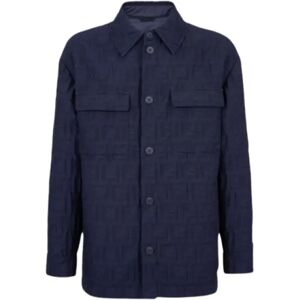 Fendi , Navy Blue Go-To Jacket with Button Closure ,Blue male, Sizes: S, M