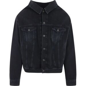 Balenciaga , Oversized Off-Shoulder Denim Coat ,Black male, Sizes: S, M