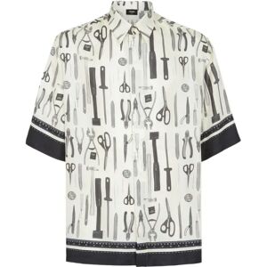 Fendi , Silk Tools Print Shirt White ,White male, Sizes: L, M