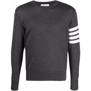 Thom Browne , Grey 4-Bar Crew-Neck Jumper ,Gray male, Sizes: L, M, XL