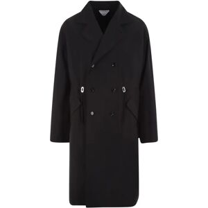 Bottega Veneta , Black Double-Breasted Trench Coat ,Black male, Sizes: L, M