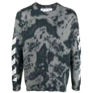 Off White , Tie-Dye Knitwear Jumper with Diag Stripes ,Gray male, Sizes: M, L