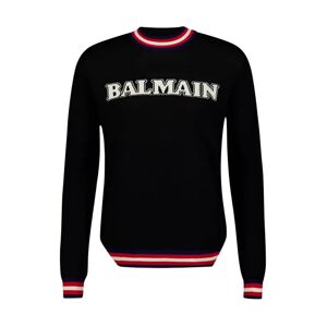 Balmain , Logo-Jacquard Merino Jumper ,Black male, Sizes: M, L