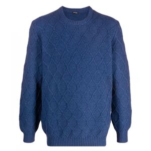 Kiton , Luxurious Diamond-Knit Cashmere Jumper ,Blue male, Sizes: L, XL