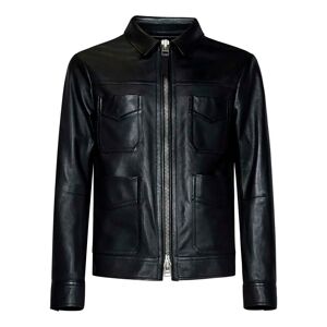 Tom Ford , Black Leather Unlined Blouson Jacket ,Black male, Sizes: XL, 2XL, M