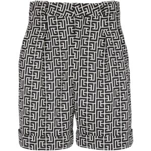 Balmain , Bermuda en laine à monogramme ,Black male, Sizes: S