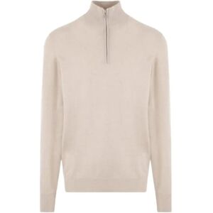 Brunello Cucinelli , Beige Cashmere Zip Knit Jumper ,Beige male, Sizes: L, 2XL