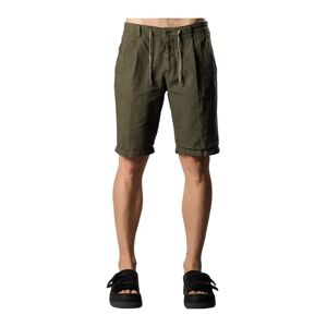 40Weft , Houndstooth Drawstring Shorts in Khaki ,Green male, Sizes: L, 2XL, XL