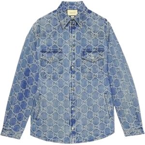 Gucci , GG jacquard denim jacket ,Blue male, Sizes: XL