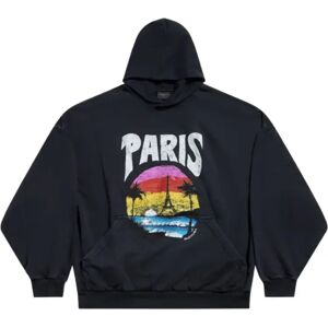 Balenciaga , Paris Tropical Cotton Hoodie ,Black male, Sizes: L, S, M