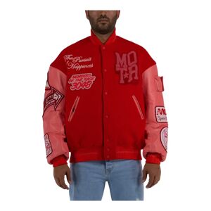 Members of the Rage , Oversize Varsity Jacket ,Red male, Sizes: L, M