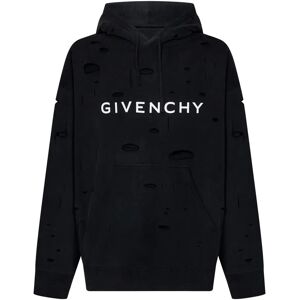 Givenchy , Destroyed-effect Black Hoodie ,Black male, Sizes: L, XS, M, S