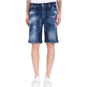 John Richmond , Bermuda Style Denim Shorts ,Blue male, Sizes: W35, W34, W33, W40