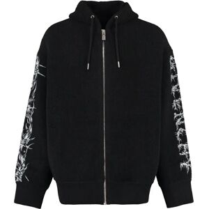 Givenchy , Black Wool Zip Hoodie for Men ,Black male, Sizes: L