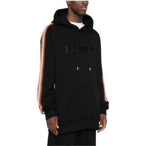 Lanvin , Oversized Hoodie with Side Curb ,Black male, Sizes: L, M, S