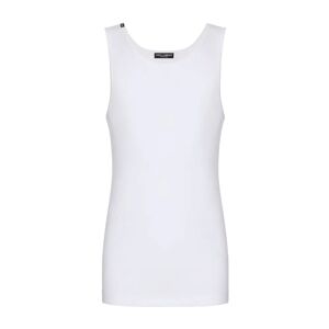 Dolce & Gabbana , White Cotton Crew Neck Sleeveless T-shirt ,White male, Sizes: L