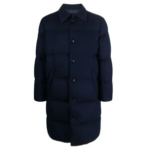 Kiton , Indigo Blue Padded Cashmere Coat ,Blue male, Sizes: XL, L, 2XL